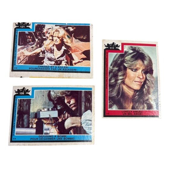 1977 Charlies Angels Trading Cards Set Of 3 With Farrah Fawcett - Picture 1 of 5